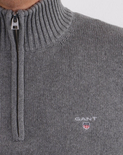 Gant Knitted Half Zip Dunkelgrau Melange