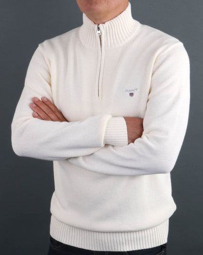 Gant Knitted Half Zip Creme