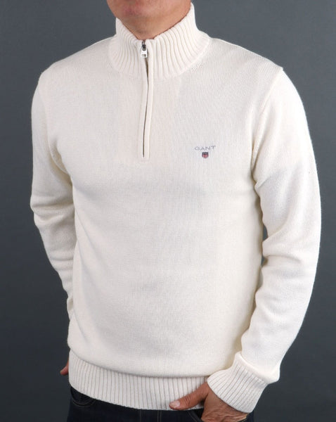 Gant Knitted Half Zip Cream