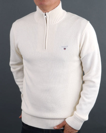 Gant Knitted Half Zip Creme