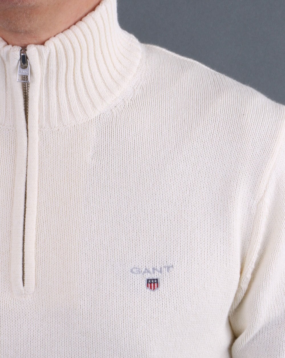 Gant Knitted Half Zip Creme