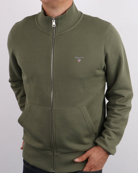 Gant Full Zip Sweatshirt Olive Green