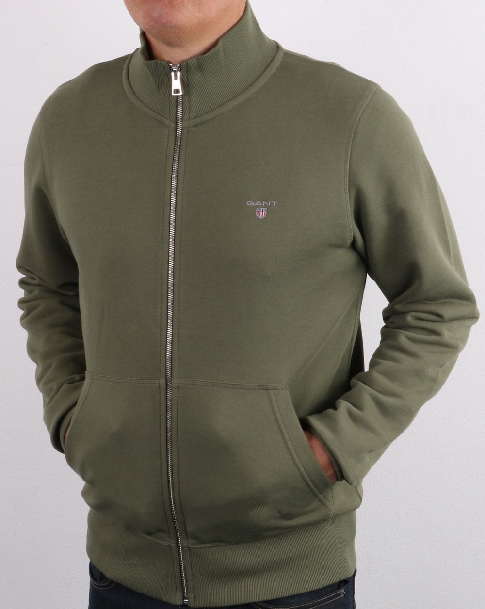 Gant Full Zip Sweatshirt Olive Green