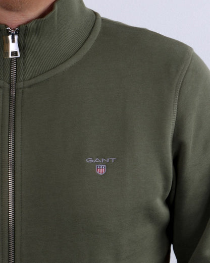 Gant Sweatshirt mit durchgehendem Reißverschluss Olivgrün