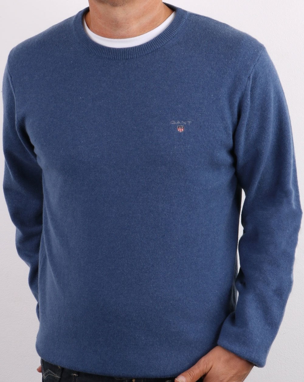 Gant Superfine Lambswool Rundhalsausschnitt Steinblau