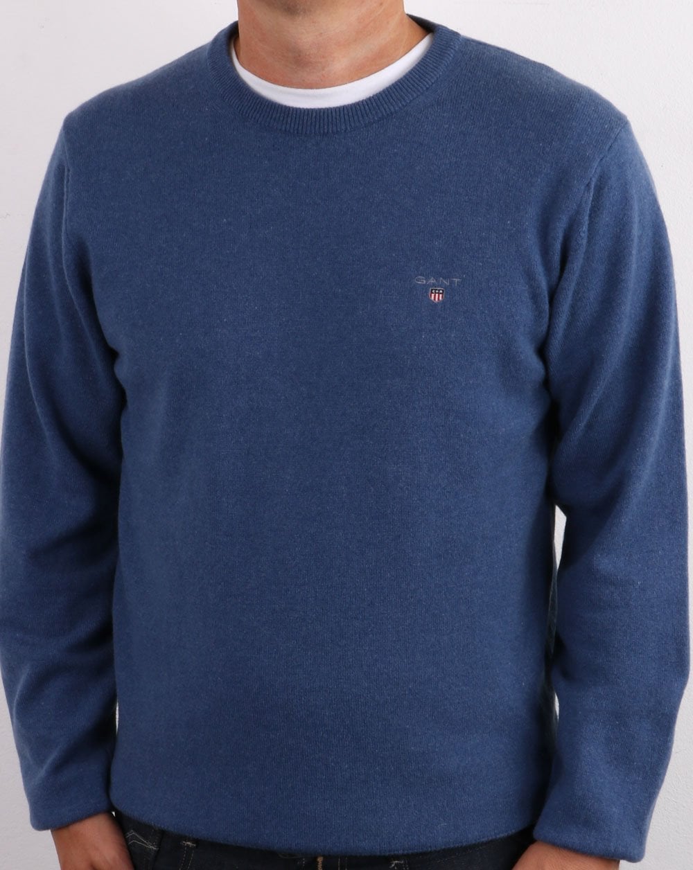 Gant Superfine Lambswool Rundhalsausschnitt Steinblau