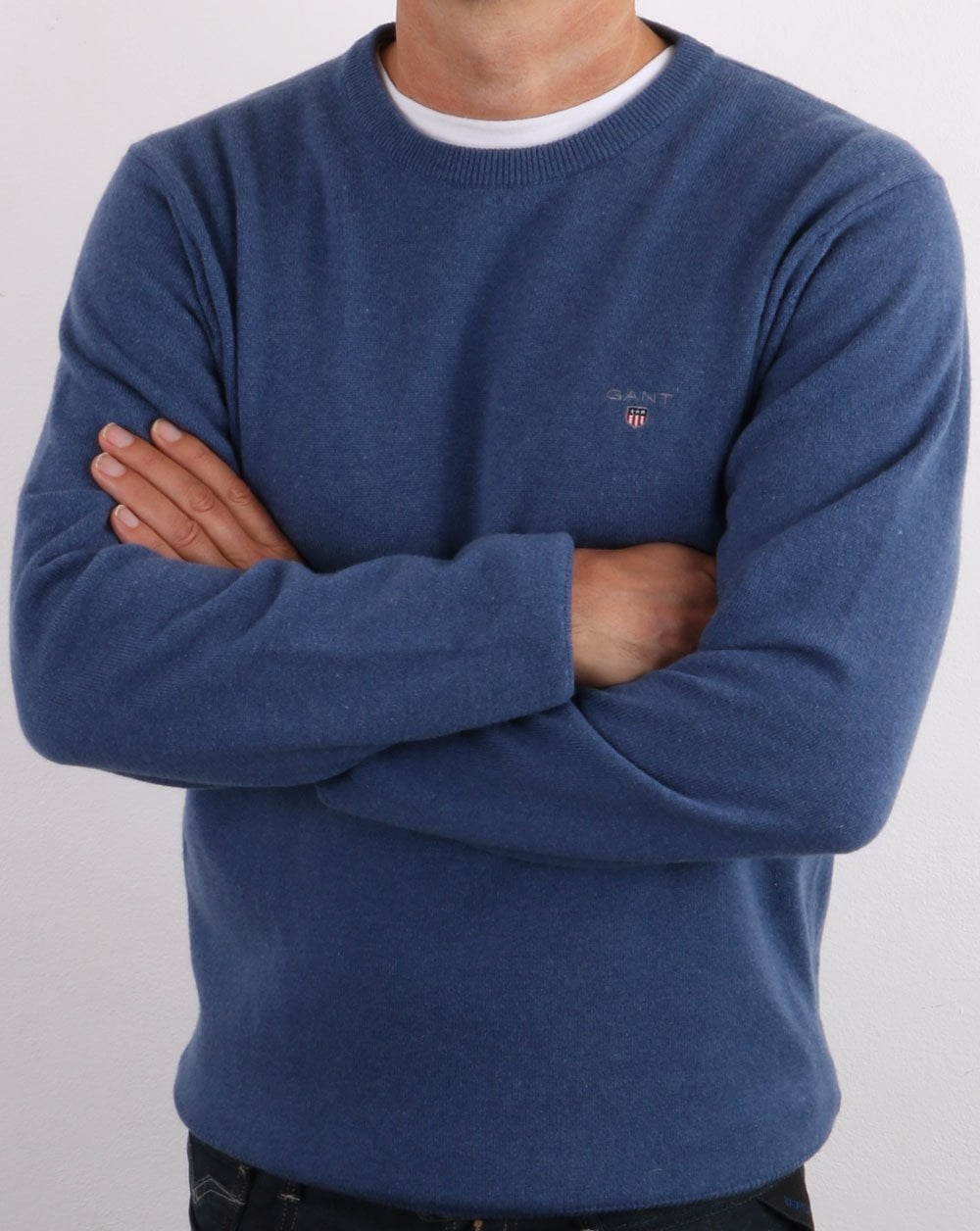 Gant Superfine Lambswool Rundhalsausschnitt Steinblau