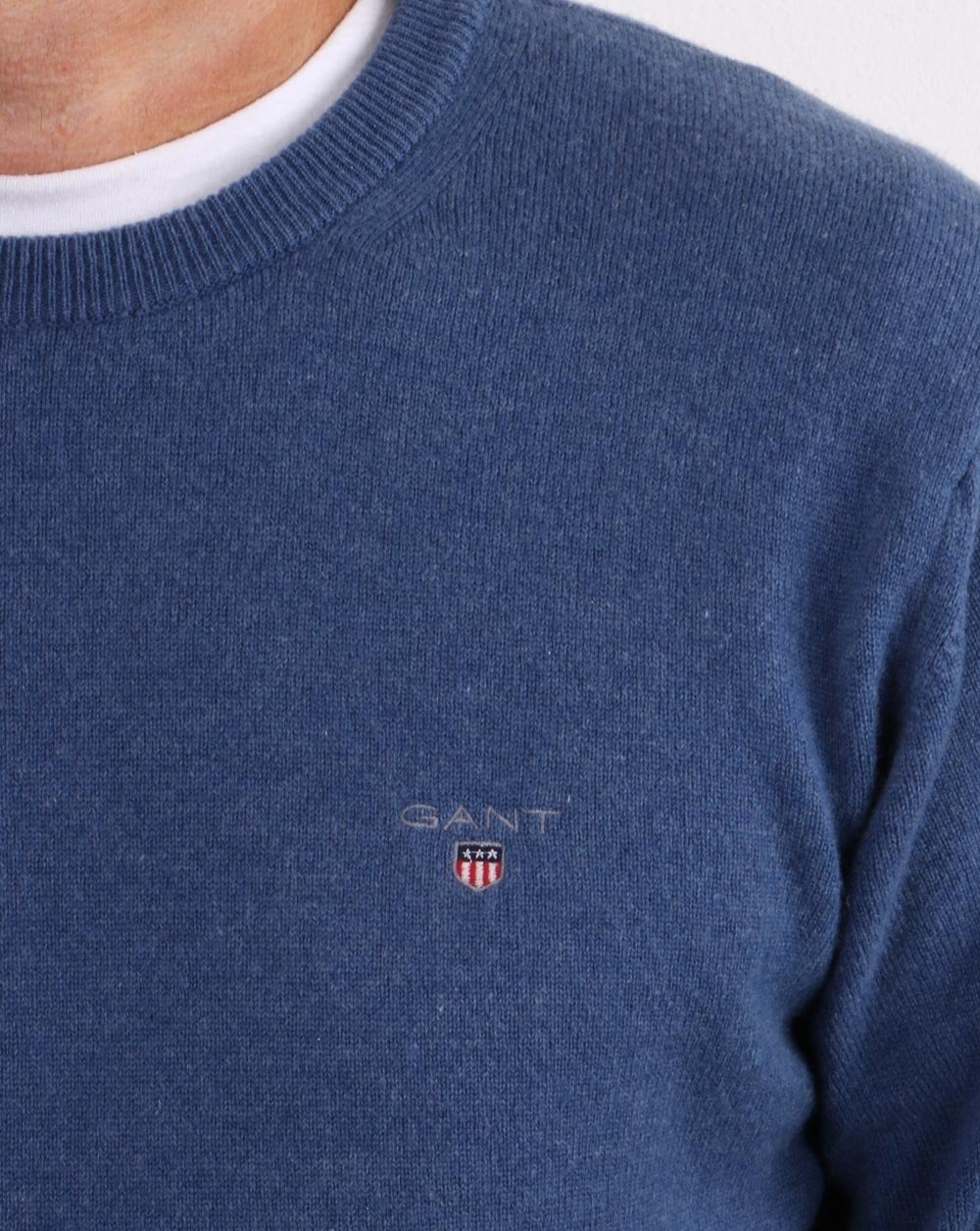 Gant Superfine Lambswool Rundhalsausschnitt Steinblau