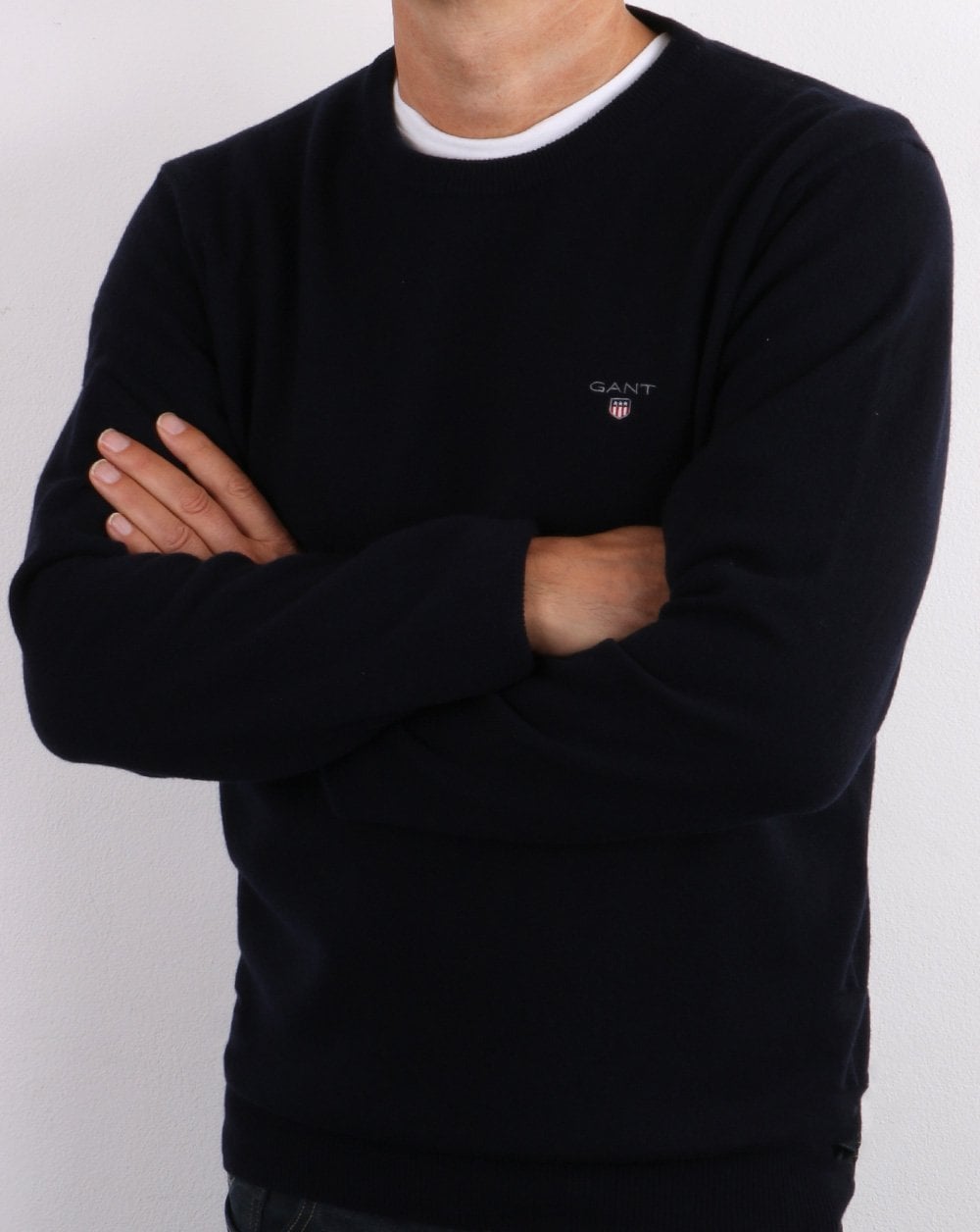 Gant Superfine Lambswool Crew Neck Navy
