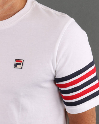 Fila Vintage 5-Streifen-T-Shirt Weiß/Rot/Marineblau