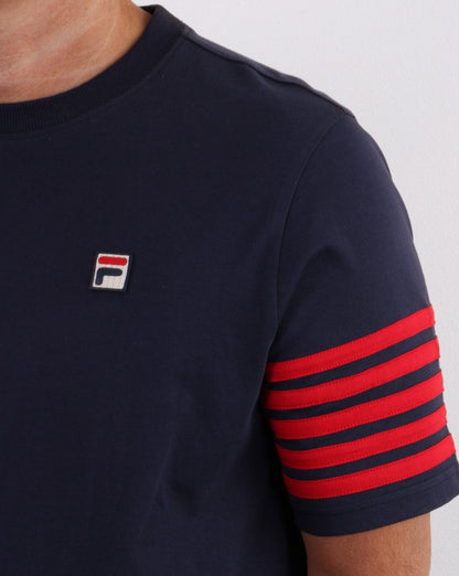 Fila Vintage 5-Streifen-T-Shirt Marineblau/Rot