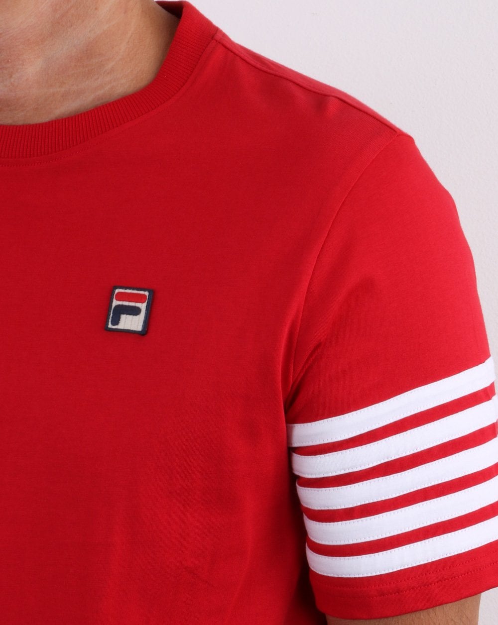 Fila Vintage 5-Streifen-T-Shirt Rot/Weiß