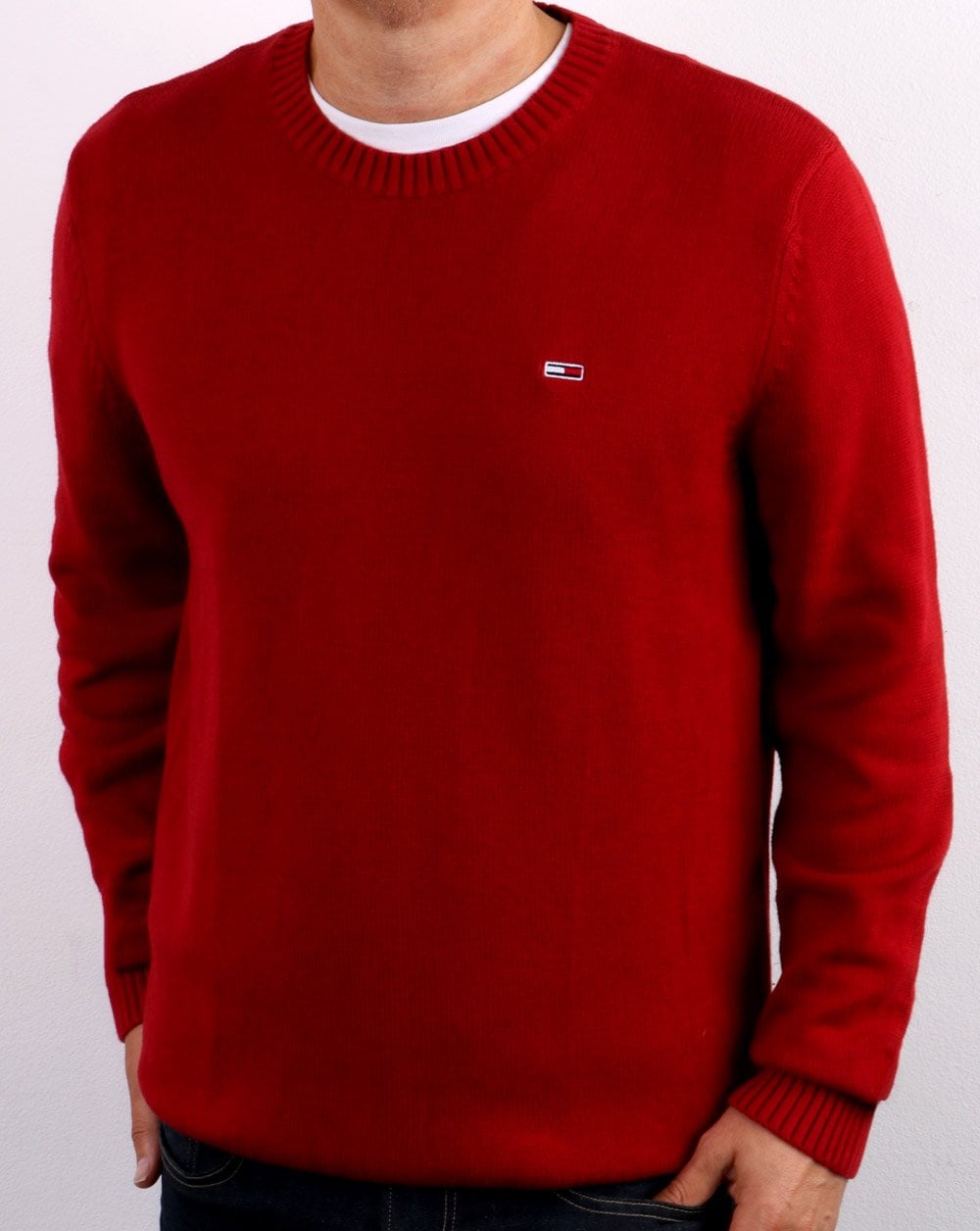 Tommy Jeans Sweatshirt mit Rundhalsausschnitt, Weinrot
