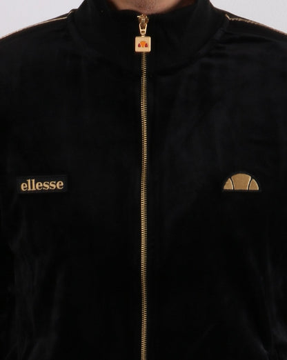 Ellesse – Velours-Trainingsoberteil in Schwarz