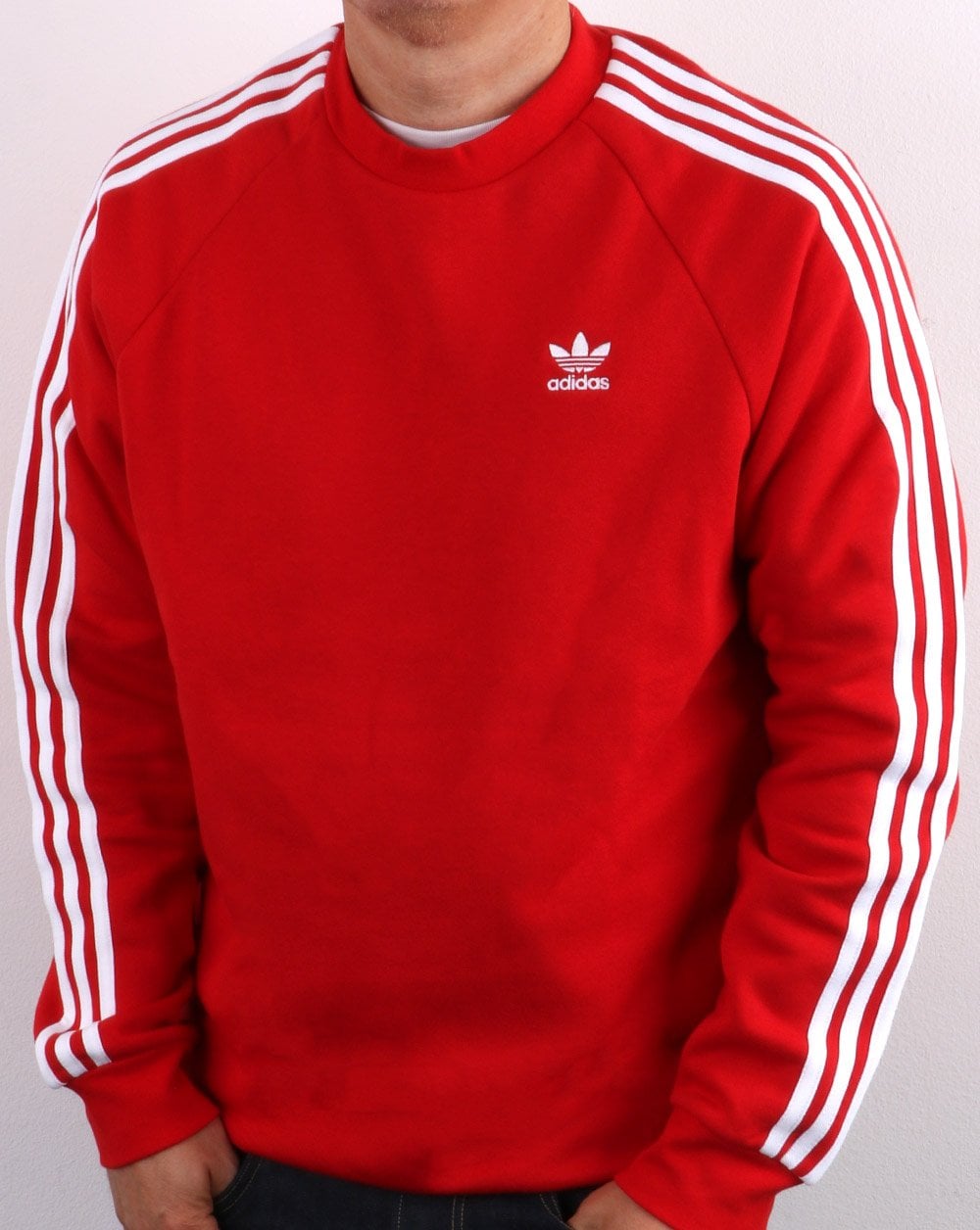 Adidas Originals 3 Stripes Crew Sweat Scarlet Red
