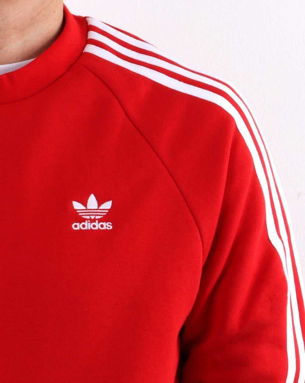 Adidas Originals 3 Stripes Crew Sweat Scarlet Red