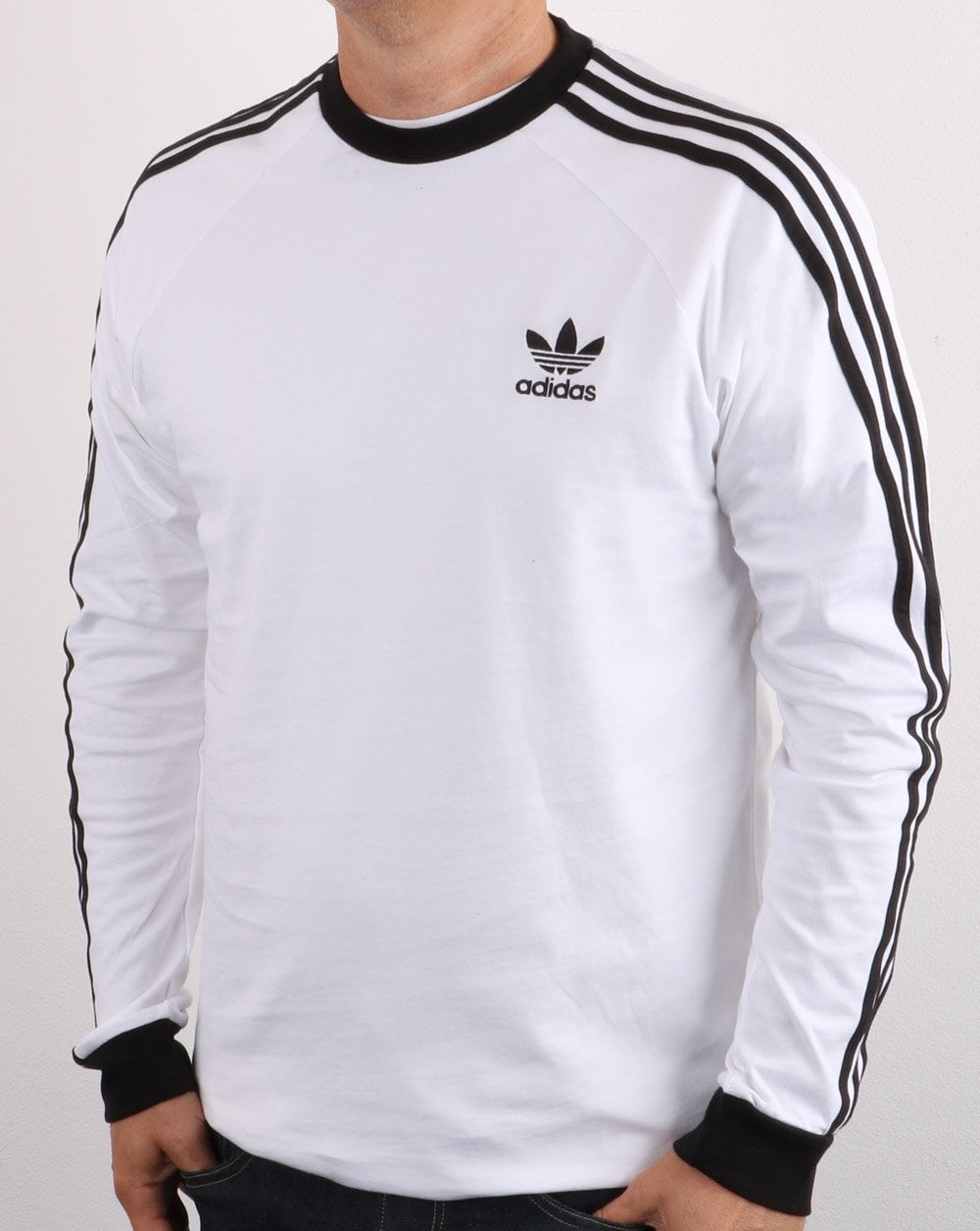 Adidas Originals 3-Streifen Langarm-T-Shirt Weiß/Schwarz