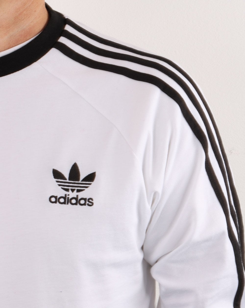 Adidas Originals 3-Streifen Langarm-T-Shirt Weiß/Schwarz