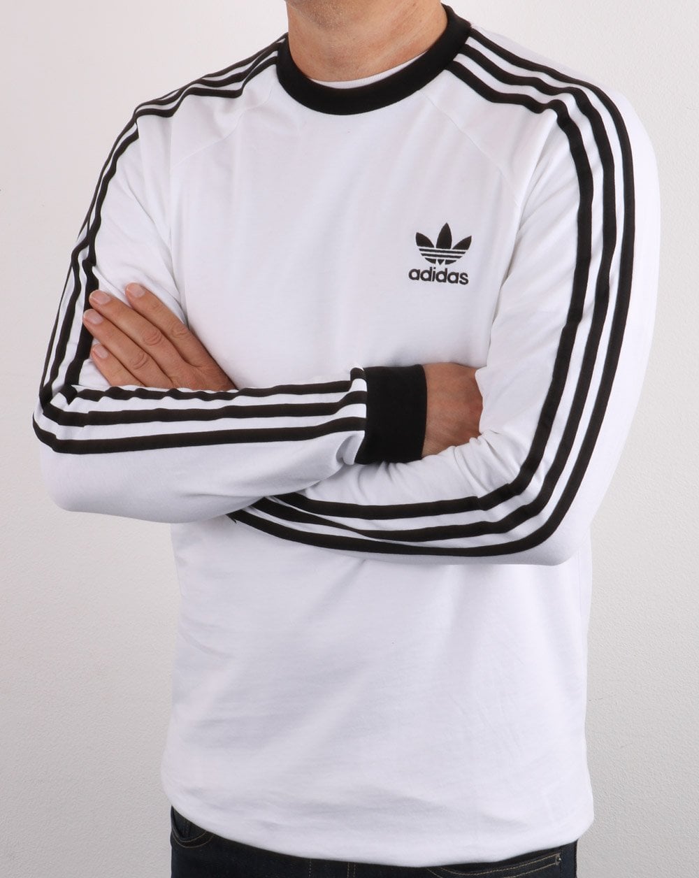 Adidas Originals 3-Streifen Langarm-T-Shirt Weiß/Schwarz