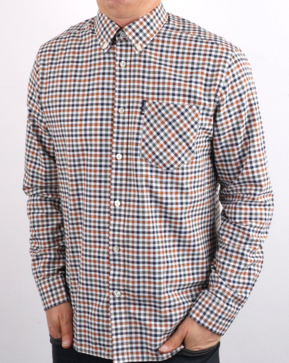 Ben Sherman – Oxford-Karohemd in Goldmetallic