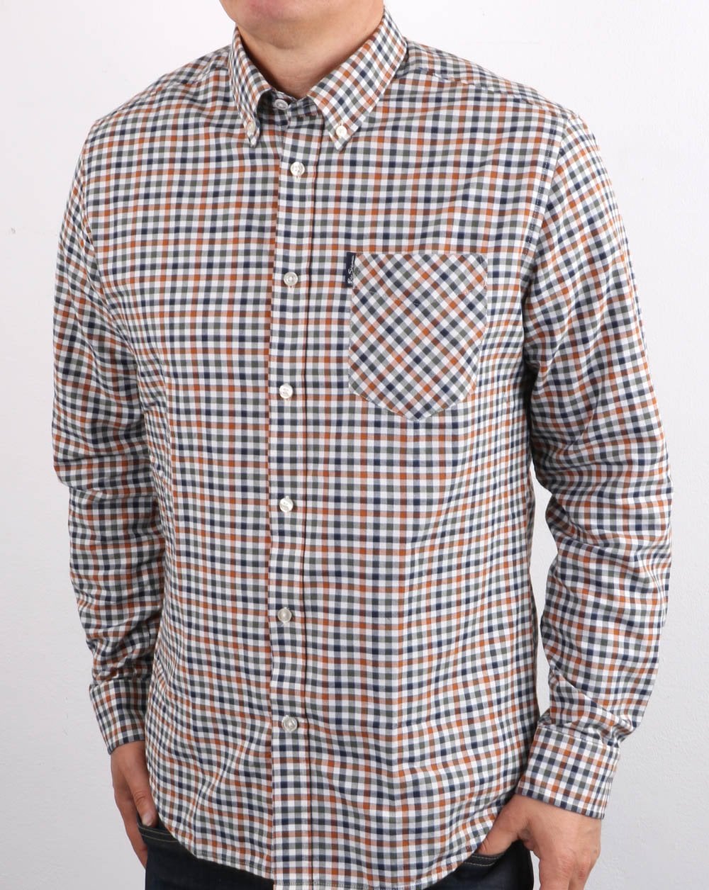 Ben Sherman Oxford Check Shirt Gold Metal