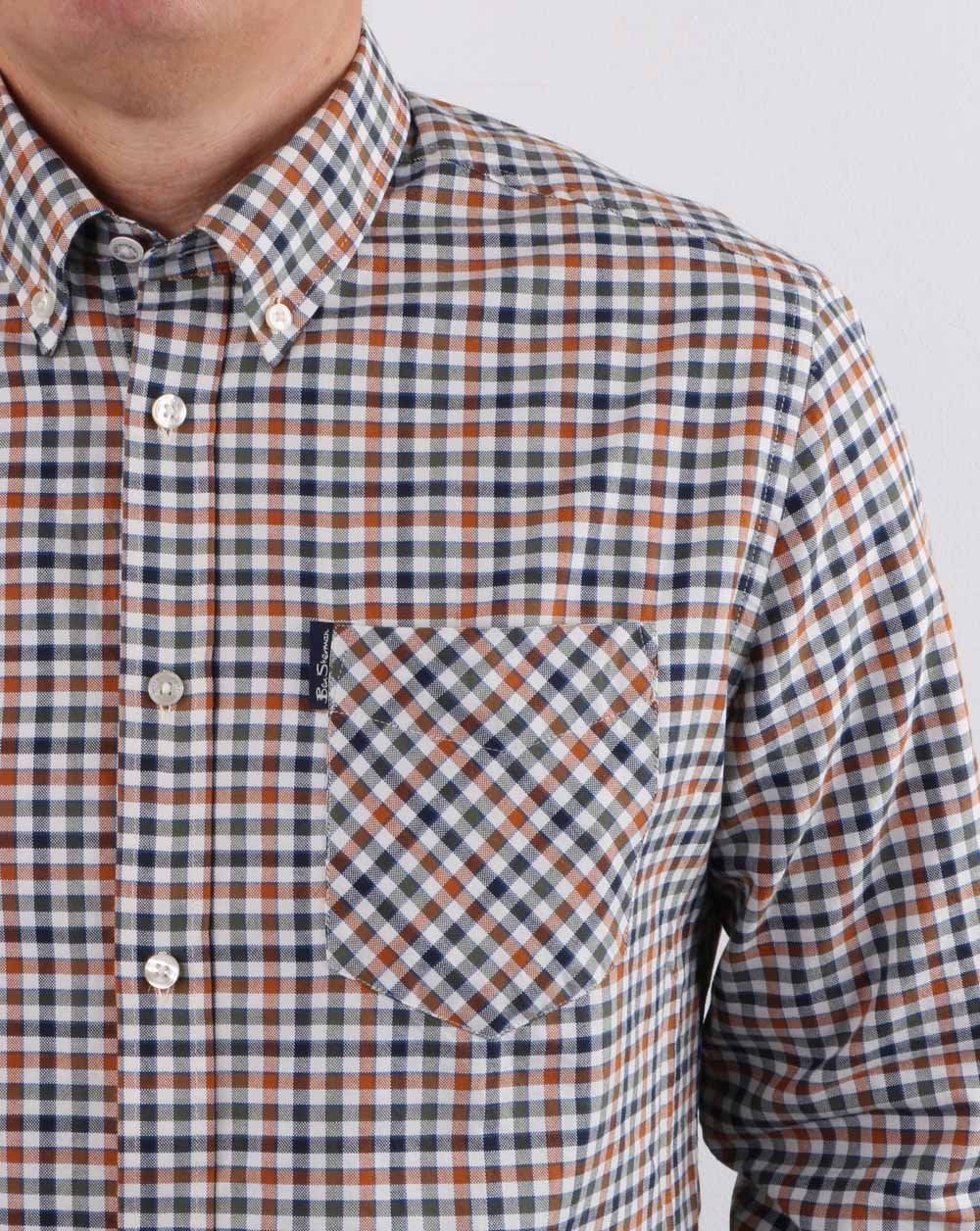 Ben Sherman Oxford Check Shirt Gold Metal