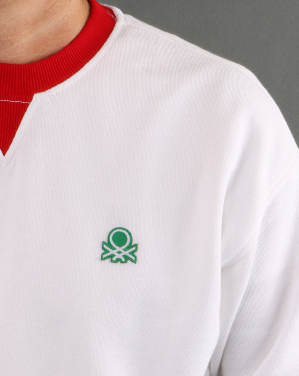 Benetton Kontrast-Sweatshirt Weiß