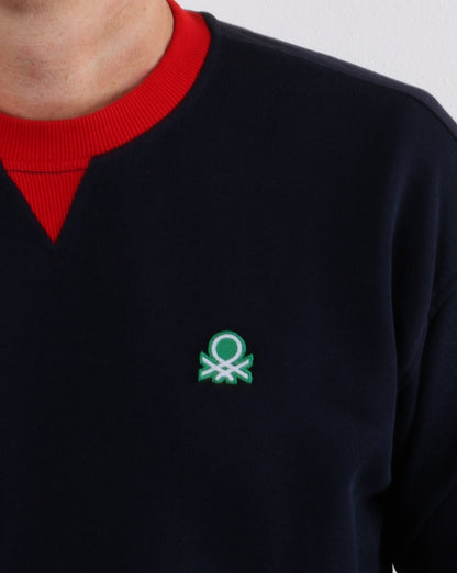 Benetton Kontrast-Sweatshirt Marineblau