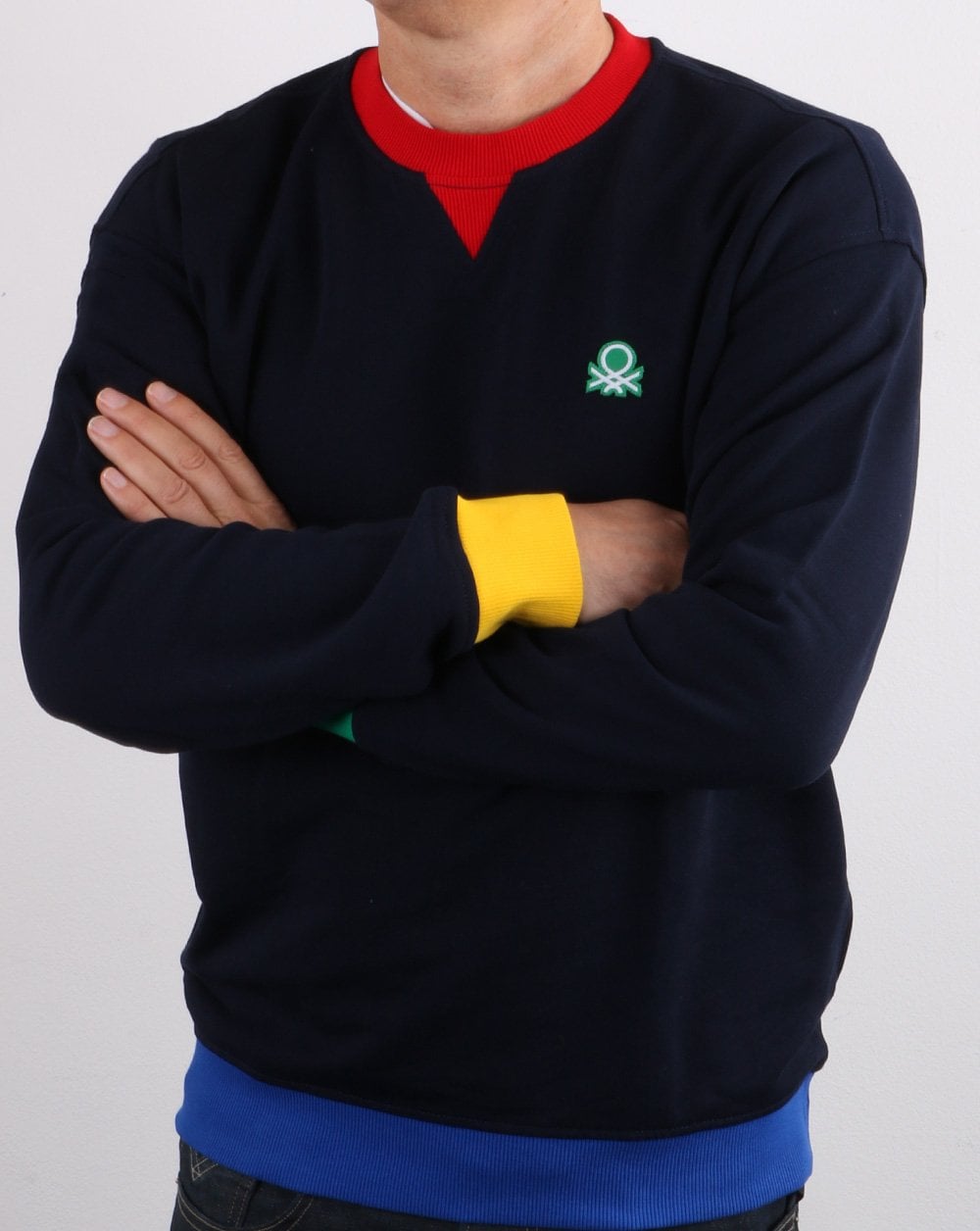 Benetton Kontrast-Sweatshirt Marineblau