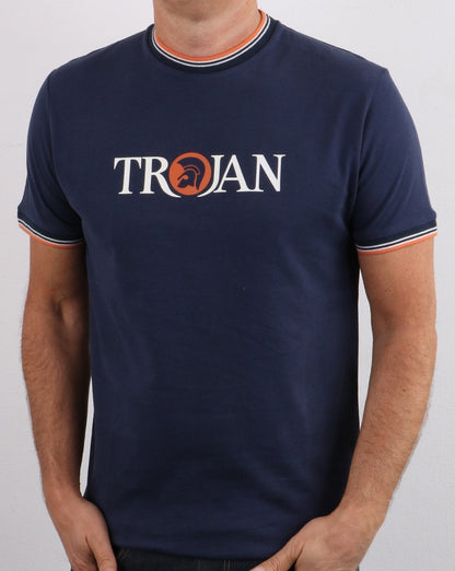 Trojan – Signature T-Shirt mit Streifen in Marineblau