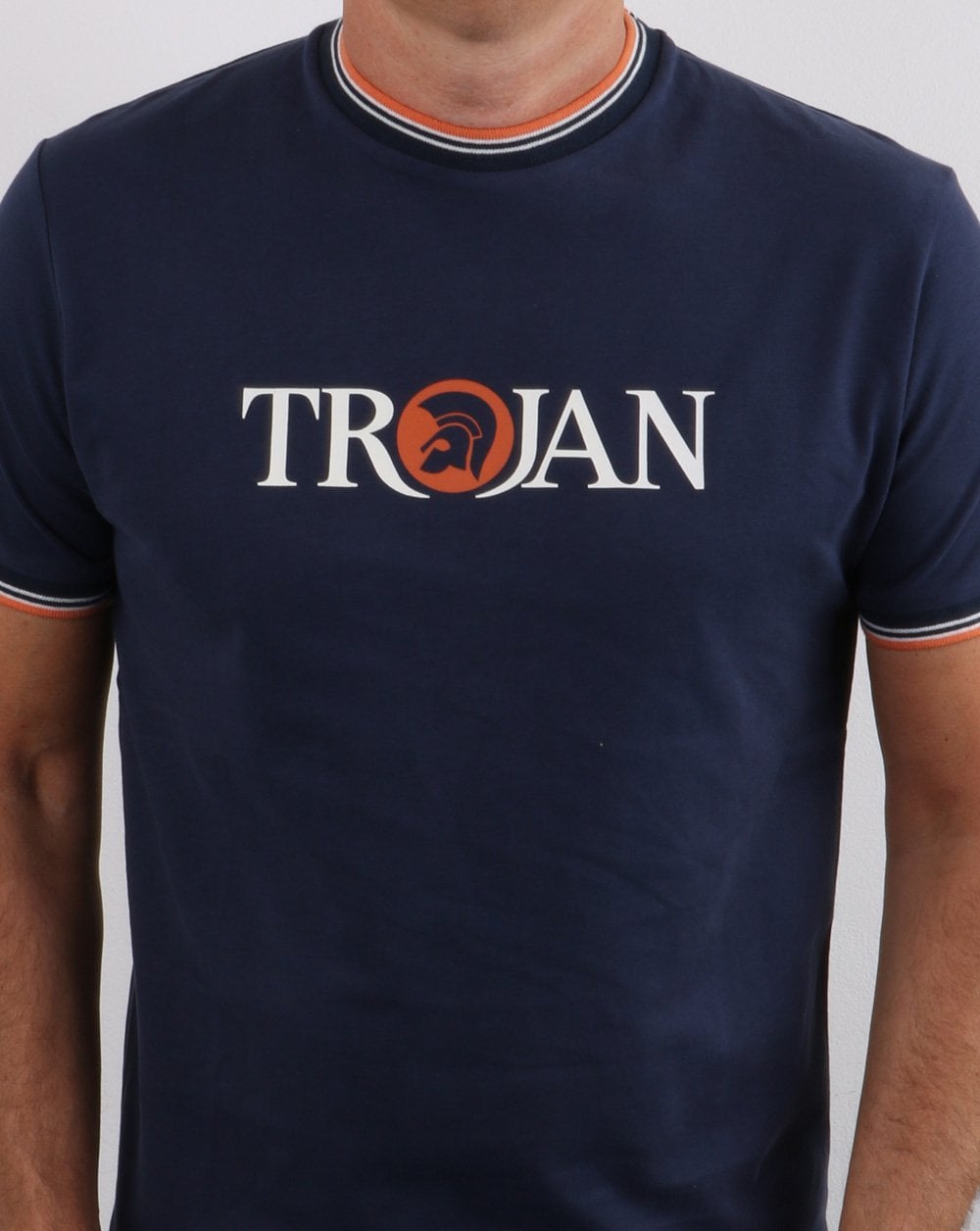 Trojan – Signature T-Shirt mit Streifen in Marineblau