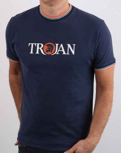 Trojan – Signature T-Shirt mit Streifen in Marineblau