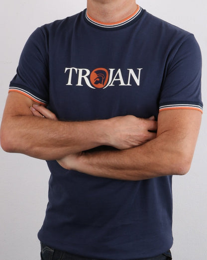 Trojan – Signature T-Shirt mit Streifen in Marineblau