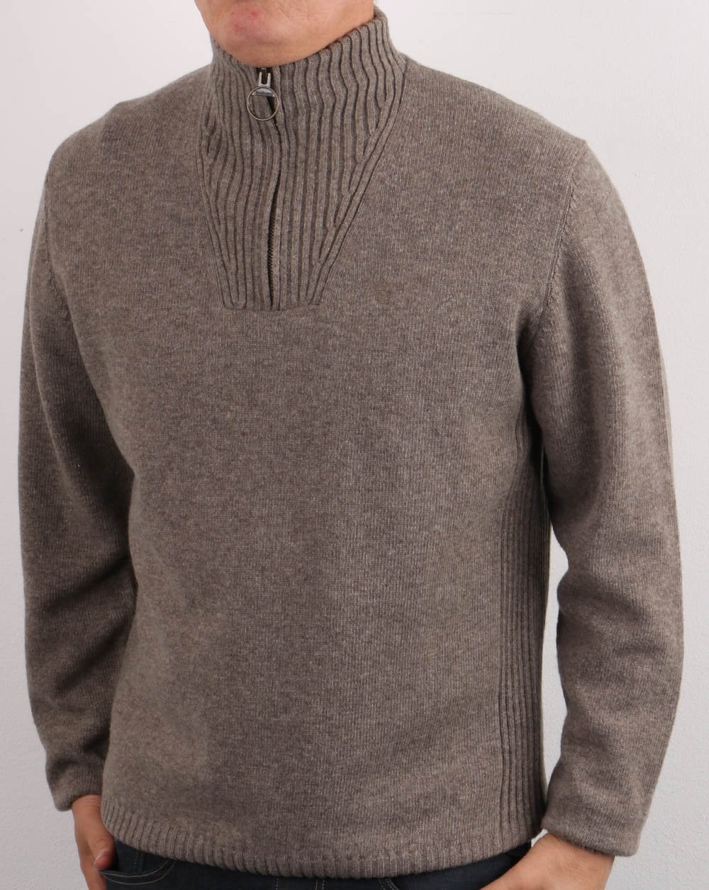 Barbour Lammwolle Half Zip Dark Stone