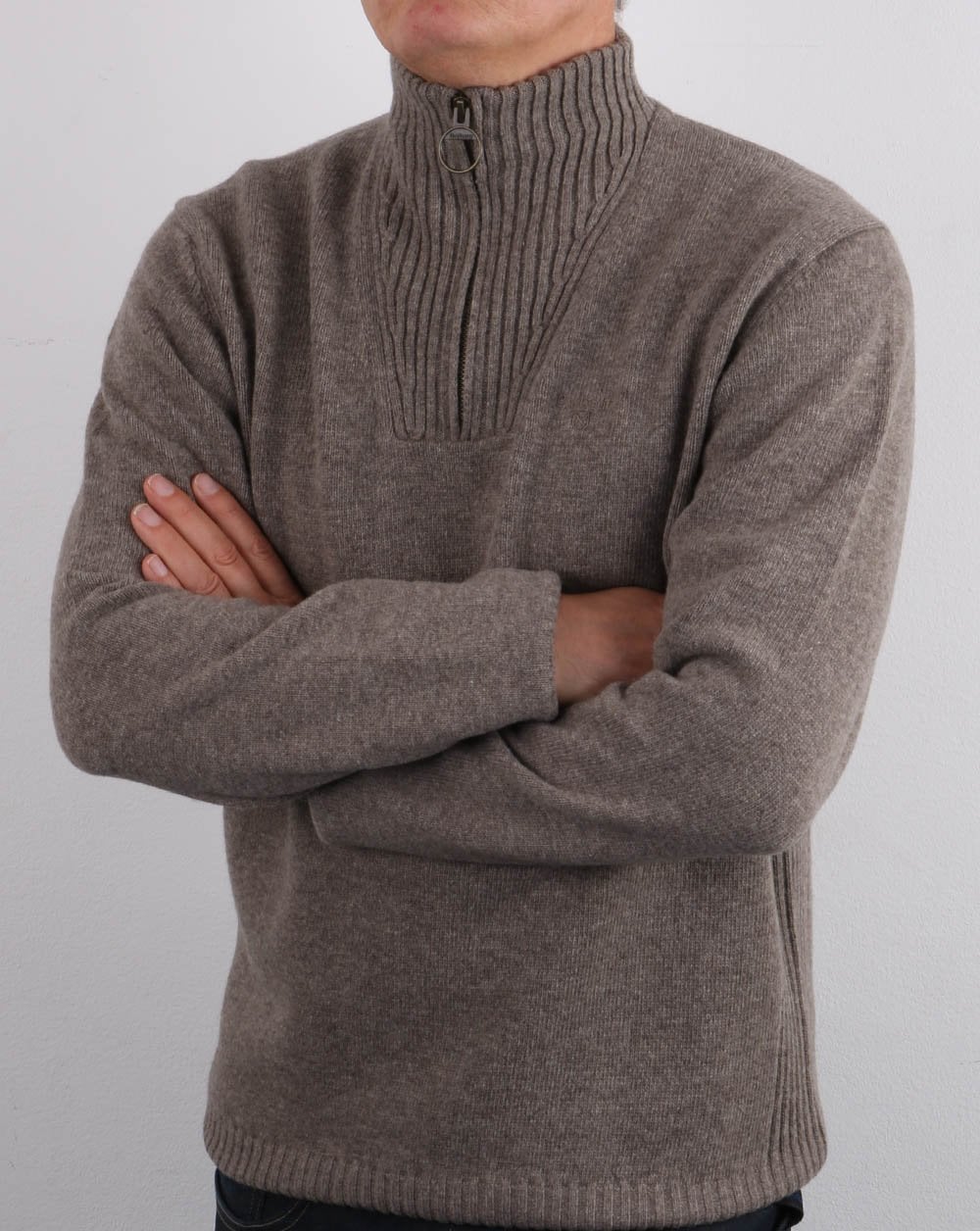 Barbour Lammwolle Half Zip Dark Stone