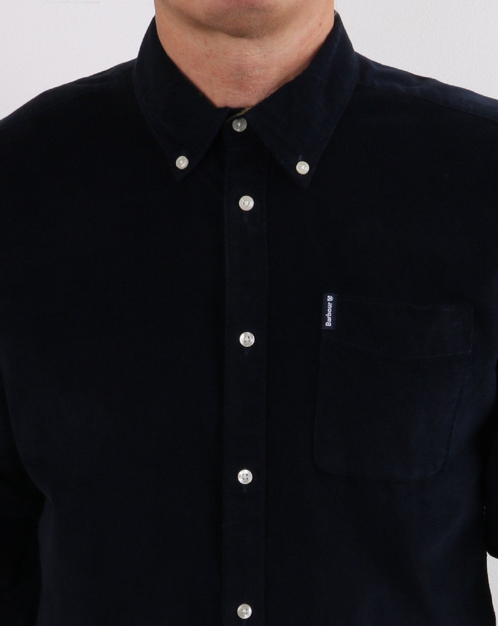 Barbour – Tailored Cordhemd in Marineblau