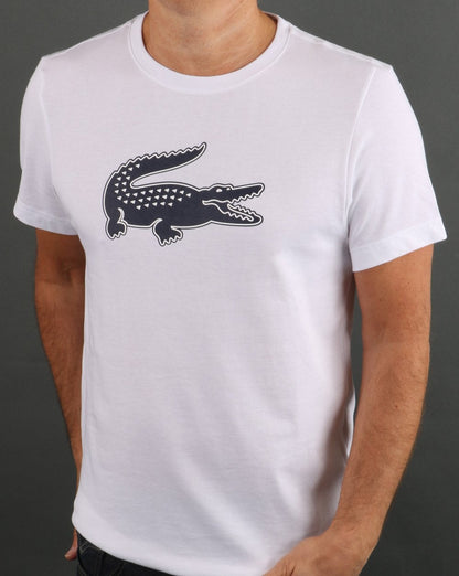 Lacoste Logo T-Shirt Weiß/Marineblau