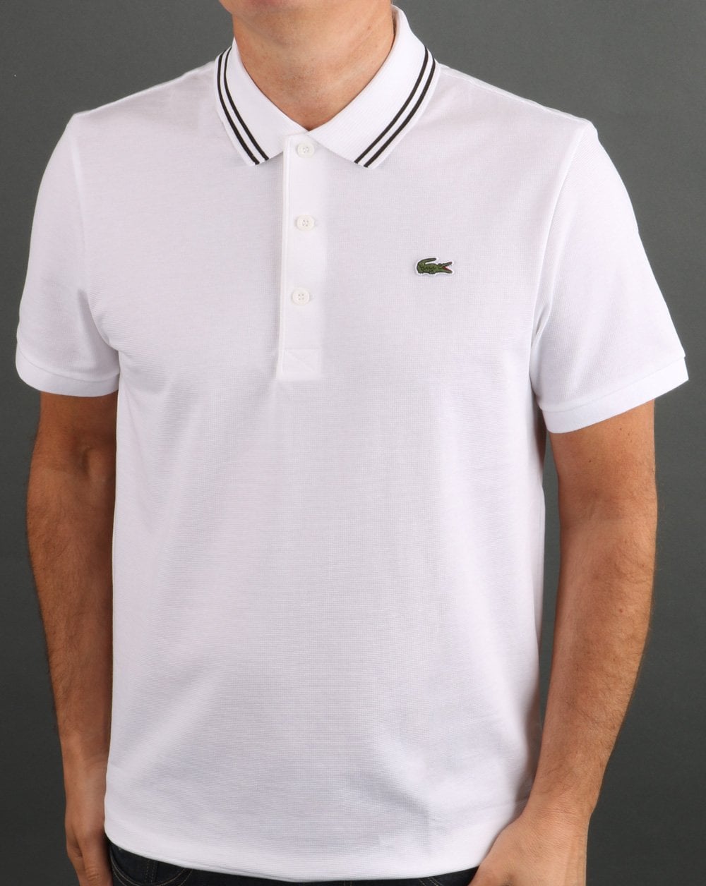 Lacoste Tipped Poloshirt Weiß/Schwarz