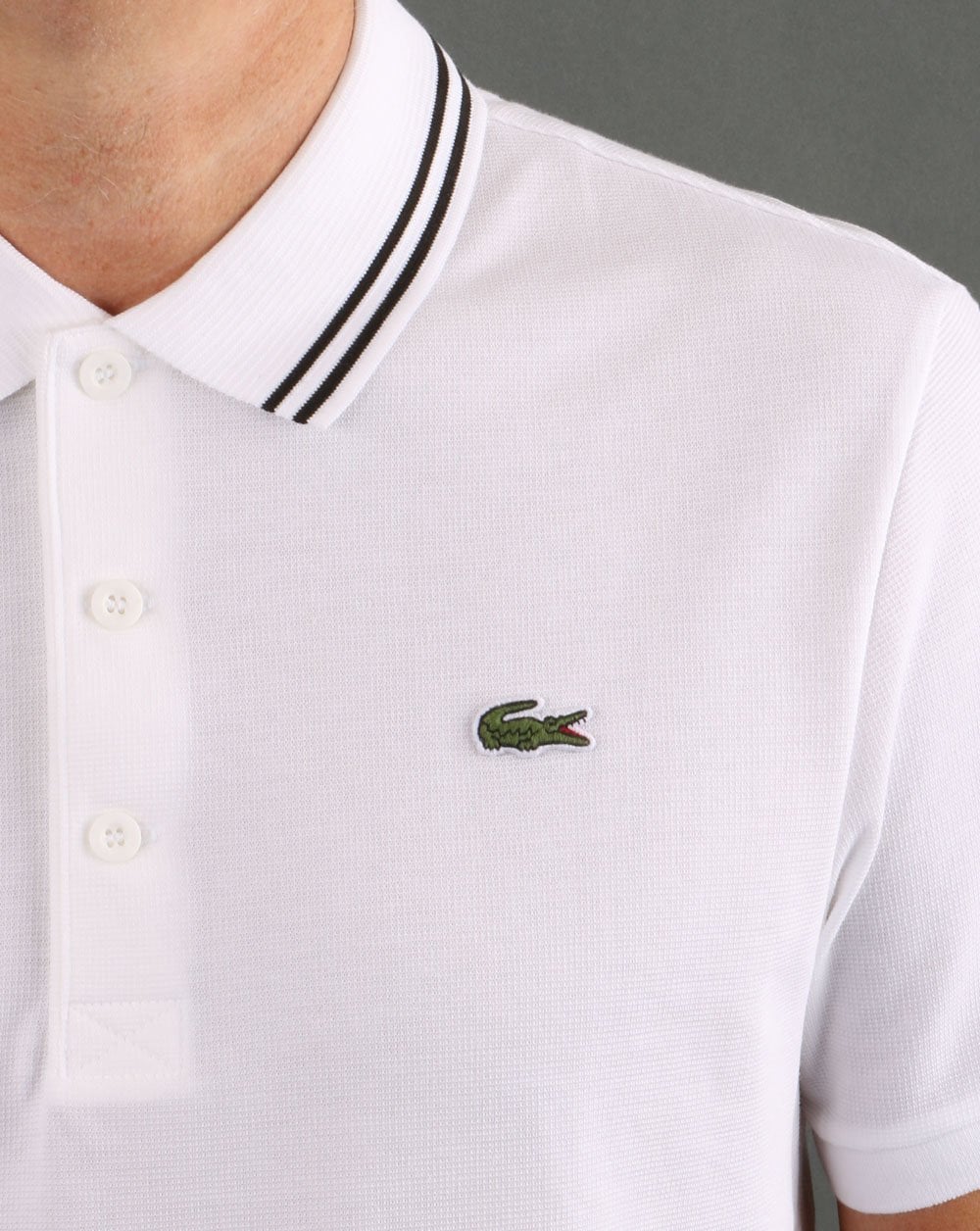 Lacoste Tipped Poloshirt Weiß/Schwarz