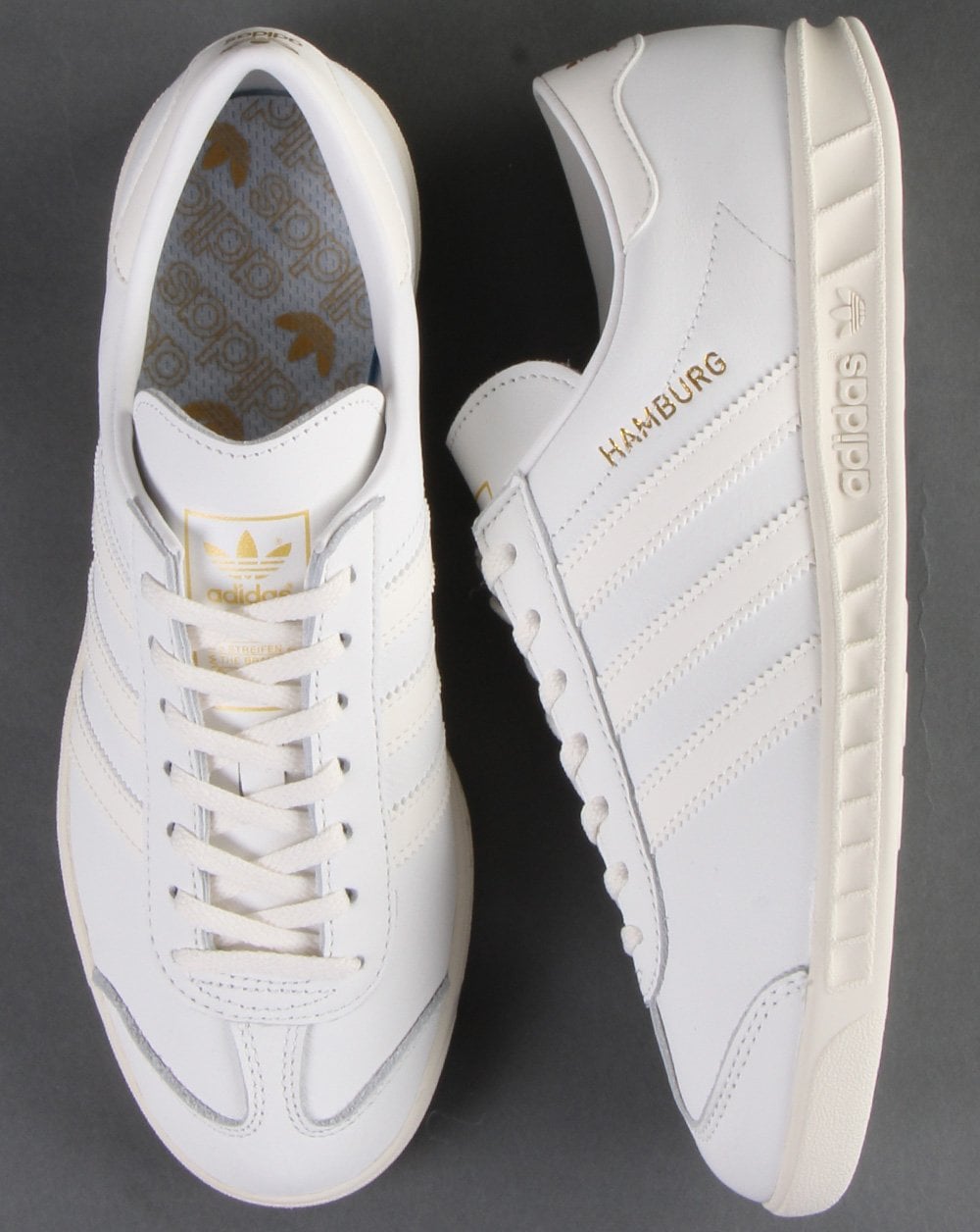 Adidas Hamburg Leder-Sneaker Vintage Weiß