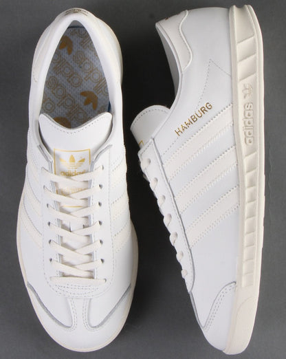 Adidas Hamburg Leder-Sneaker Vintage Weiß