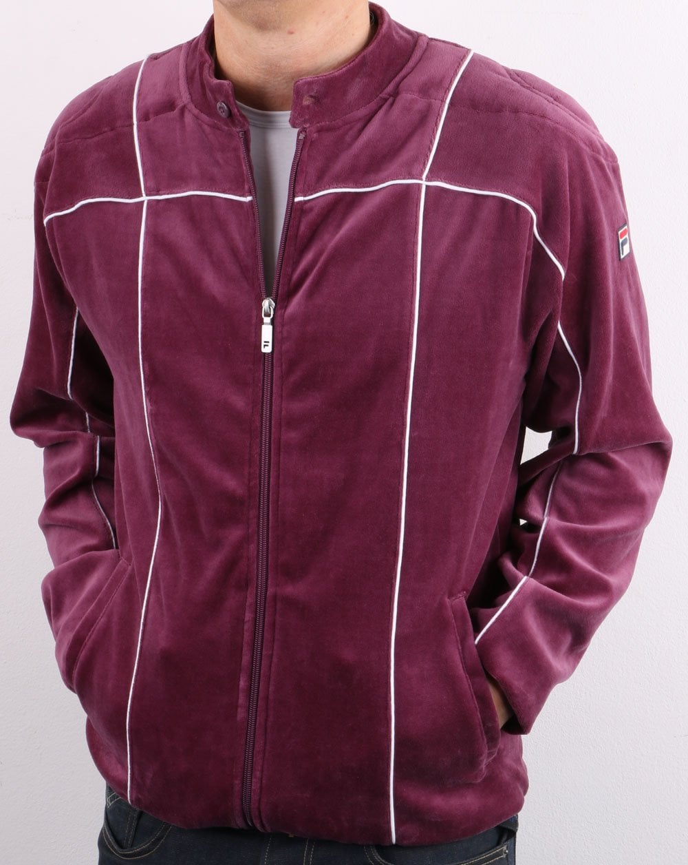 Fila Vintage Terrinda Velours-Trainingsjacke in Zartrosa