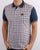 Trojan Check Panel Polo Shirt Navy