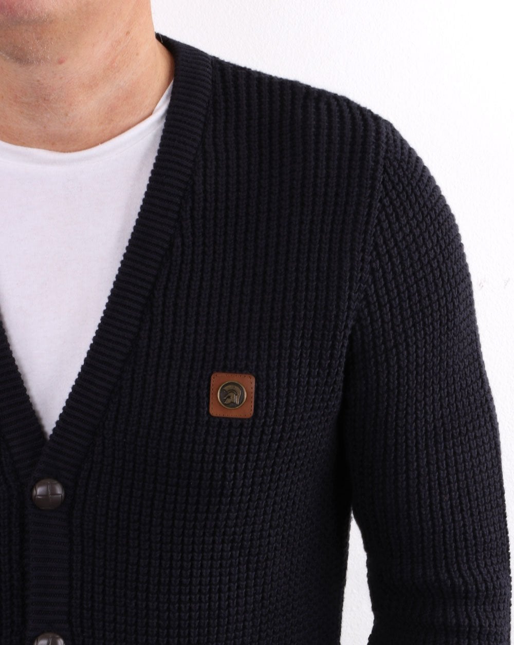 Trojan Waffel-Cardigan Marineblau