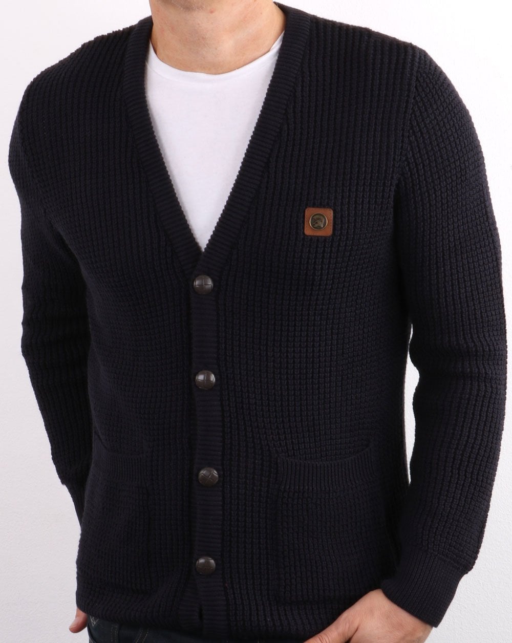Trojan Waffel-Cardigan Marineblau