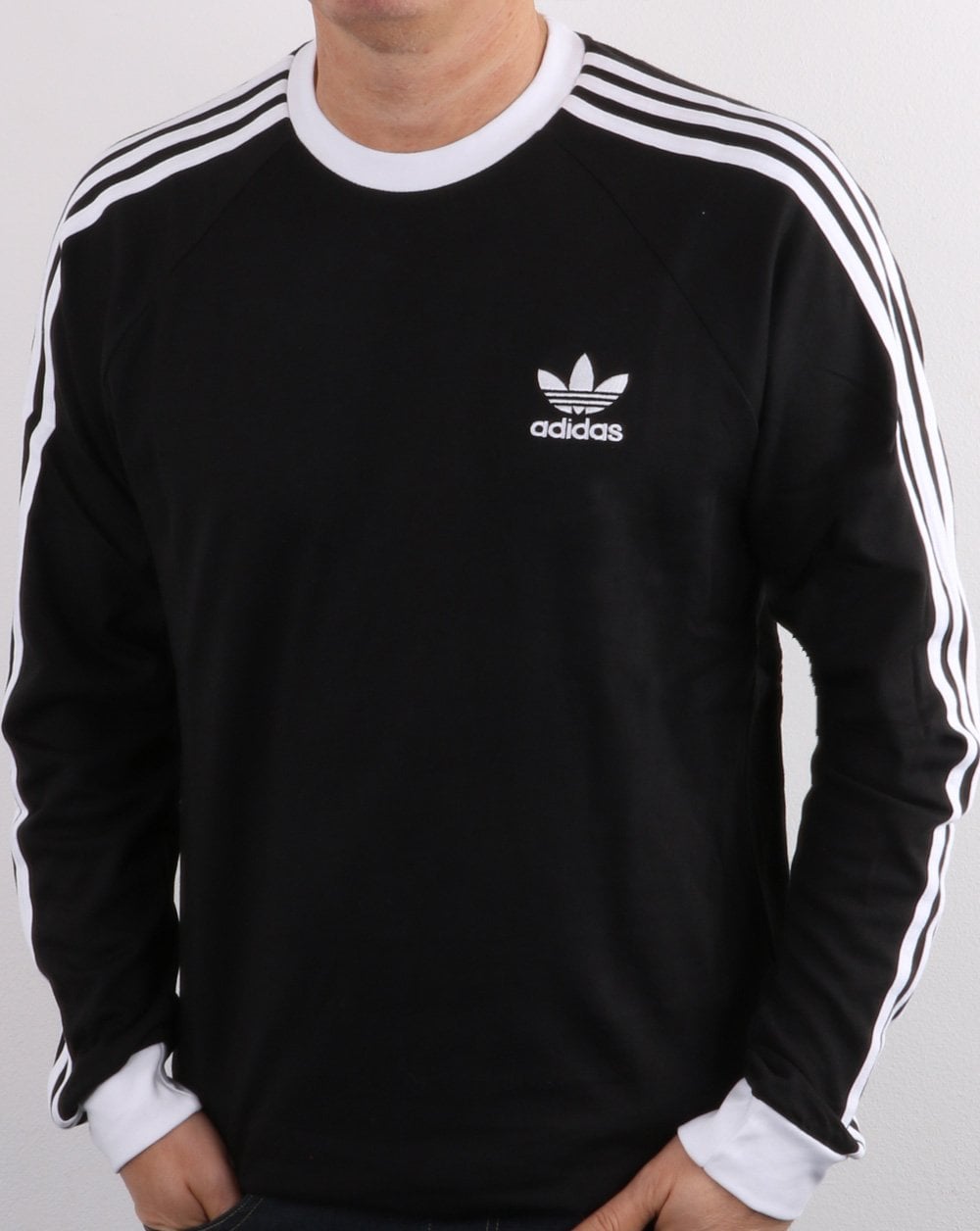 Adidas Originals 3-Streifen Langarm-T-Shirt Schwarz/Weiß