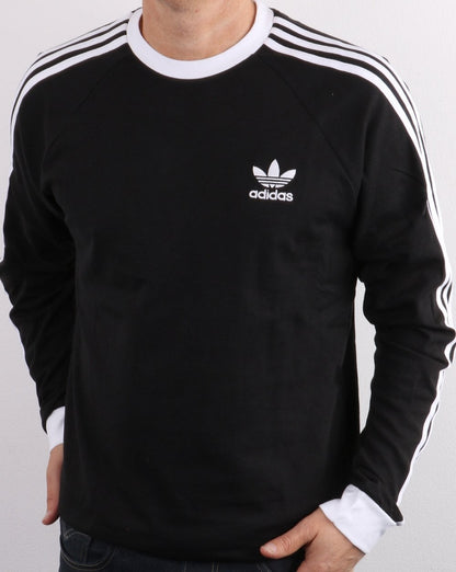 Adidas Originals 3-Streifen Langarm-T-Shirt Schwarz/Weiß