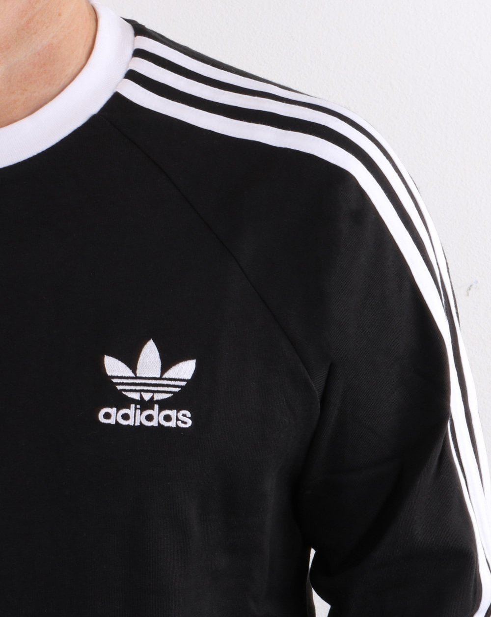 Adidas Originals 3-Streifen Langarm-T-Shirt Schwarz/Weiß