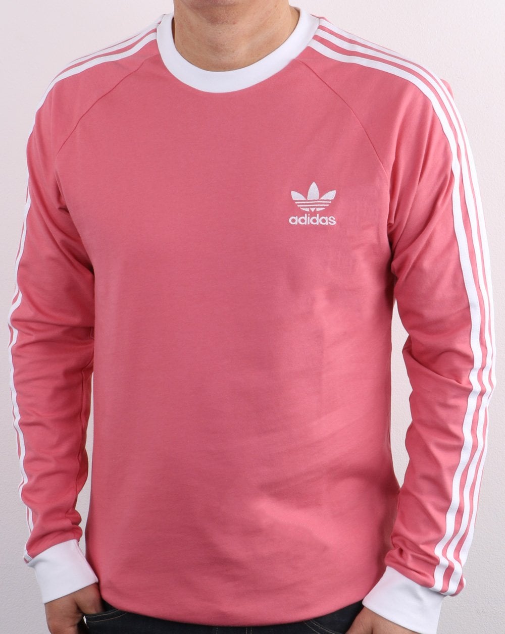 Adidas Originals 3-Streifen Langarm-T-Shirt, Dunkelrosa
