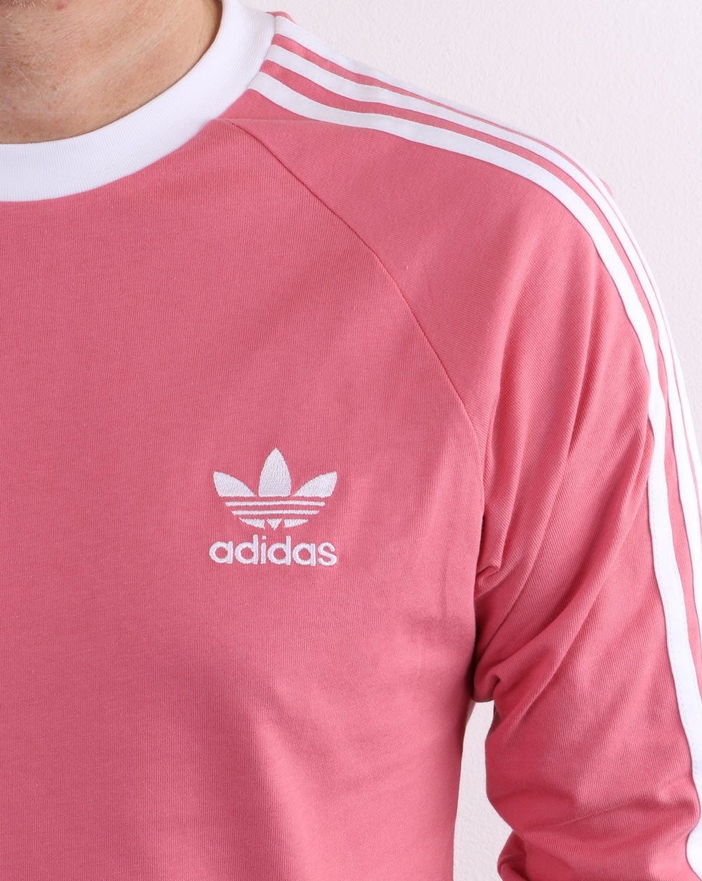 Adidas Originals 3-Streifen Langarm-T-Shirt, Dunkelrosa